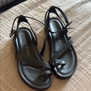 Gianni Bini Black Ankle Wrap Sandals